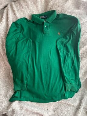 Ralph Lauren Emerald Green Long-Sleeve Polo with Signature Pony